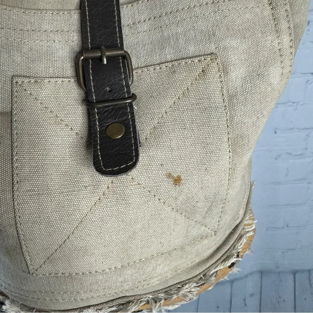 Vintage Addiction Recycled Military Canvas Leather Tote Backpack New Utility